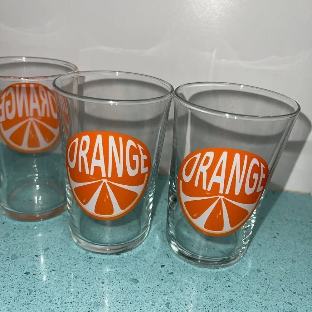 Luminarc Mcm Vintage Glass Set of 4 Orange Slice Juice